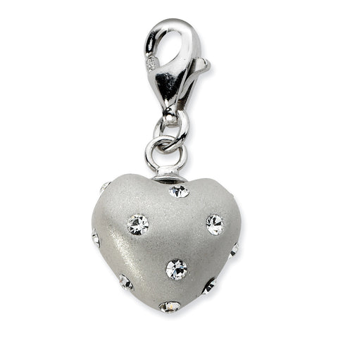 Sterling Silver Click-on White Ferido & Stellux Crystal Heart Charm QCC603 - shirin-diamonds