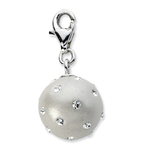Sterling Silver Click-on White Ferido & Stellux Crystal Ball Charm QCC605 - shirin-diamonds