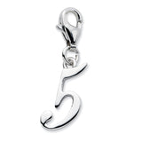 Sterling Silver Number 5 w/Lobster Clasp Charm QCC626N5 - shirin-diamonds