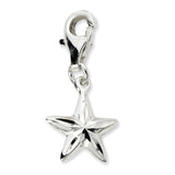Sterling Silver 2-D Diamond-cut Star w/Lobster Clasp Charm QCC652 - shirin-diamonds