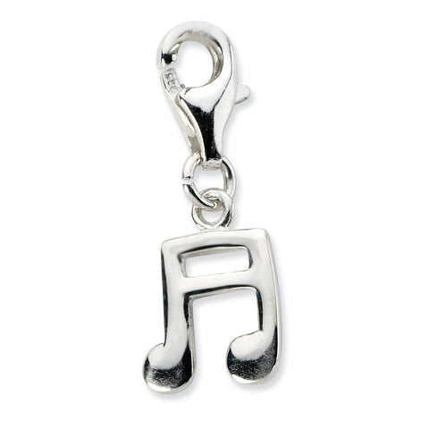 Sterling Silver Polished Beamed Sixteenth Note w/Lobster Clasp Charm QCC654 - shirin-diamonds