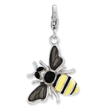 Sterling Silver Enameled 3-D Yellow Jacket w/Lobster Clasp Charm QCC723 - shirin-diamonds