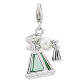 Sterling Silver 3-D Perfume FW Cultured Pearl Bottle w/Lobster Clasp Charm QCC761 - shirin-diamonds