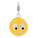 Sterling Silver Enameled Confused Face w/Lobster Clasp Charm QCC776 - shirin-diamonds