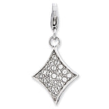 Sterling Silver Enameled 3-D Diamond w/Lobster Clasp Charm QCC785 - shirin-diamonds