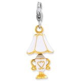 Sterling Silver Enameled 3-D Gold Plated Lamp w/Lobster Clasp Charm QCC795 - shirin-diamonds