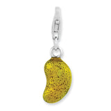 Sterling Silver Rhodium-plated 3-D Enameled Yellow Bean w/Lobster Clasp Cha QCC969 - shirin-diamonds