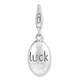 Sterling Silver Rhodium-plated 3-D Luck w/Lobster Clasp Charm QCC991 - shirin-diamonds