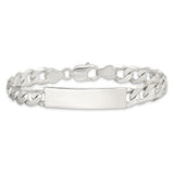 Sterling Silver Polished Engraveable Patterned Curb Link ID Bracelet QCD250 - shirin-diamonds