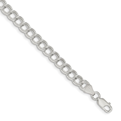 Sterling Silver Double Link Charm Bracelet QCH060 - shirin-diamonds