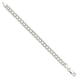 Sterling Silver Double Link Charm Bracelet (Weight: 9.16 Grams, Length: 7 Inches)