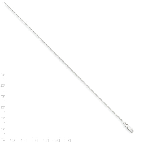 Sterling Silver Rhodium-plated1.25mm w/2in ext Cable Chain QCL035RH - shirin-diamonds