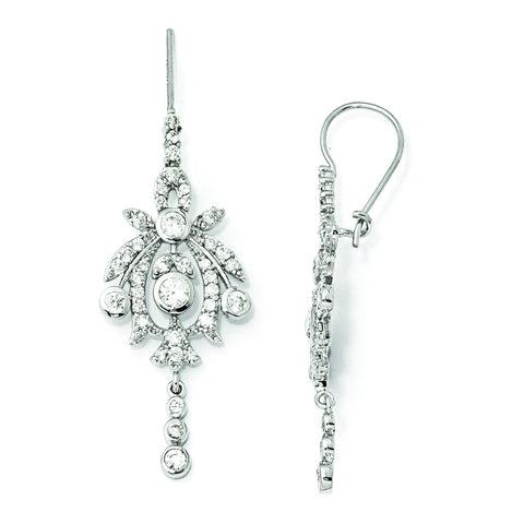 Cheryl M Sterling Silver CZ Chandelier Kidney Wire Earrings QCM108 - shirin-diamonds