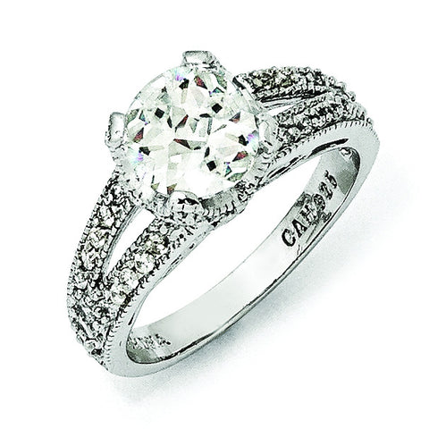 Cheryl M Sterling Silver Checker-cut CZ Ring QCM120 - shirin-diamonds
