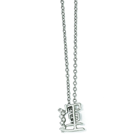 Cheryl M Sterling Silver CZ Chinese Good Fortune Symbol 18in. Necklace QCM1244 - shirin-diamonds