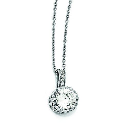 Cheryl M Sterling Silver 100-facet CZ 18in Necklace QCM183 - shirin-diamonds