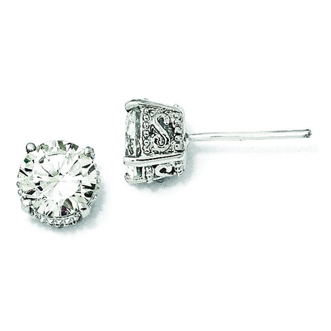 Cheryl M Sterling Silver 6.5mm CZ Stud Earrings QCM235 - shirin-diamonds