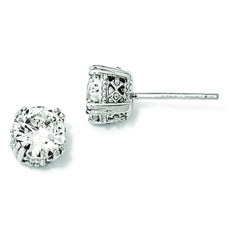Cheryl M Sterling Silver 6.5mm CZ Stud Earrings QCM237 - shirin-diamonds