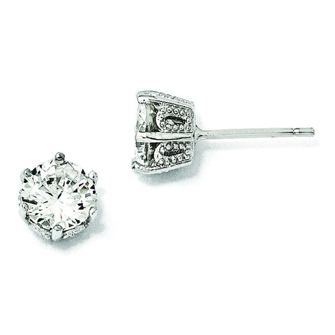 Cheryl M Sterling Silver 6.5mm CZ Stud Earrings QCM239 - shirin-diamonds