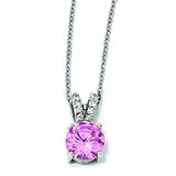 Cheryl M Sterling Silver Pink & White CZ 18in Necklace QCM495 - shirin-diamonds
