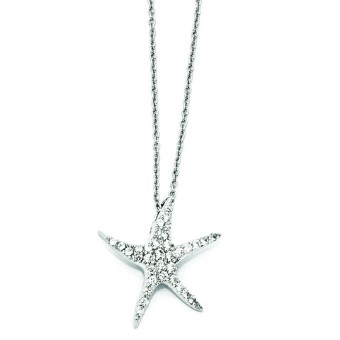 Cheryl M Sterling Silver CZ Starfish 18in Necklace QCM577 - shirin-diamonds