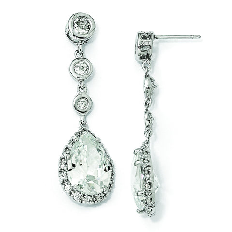 Cheryl M Sterling Silver CZ Dangle Earrings QCM653 - shirin-diamonds