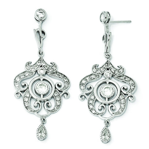 Cheryl M Sterling Silver CZ Chandelier Dangle Post Earrings QCM660 - shirin-diamonds