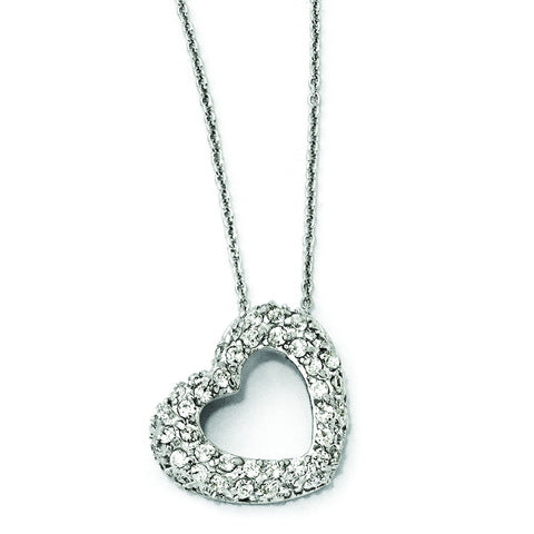 Cheryl M Sterling Silver CZ Heart Necklace QCM677 - shirin-diamonds