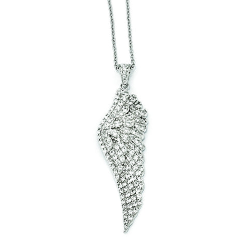Cheryl M Sterling Silver CZ Angel Wing Necklace QCM703 - shirin-diamonds