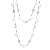 Cheryl M Sterling Silver CZ Simulated Pearl Necklace QCM729 - shirin-diamonds
