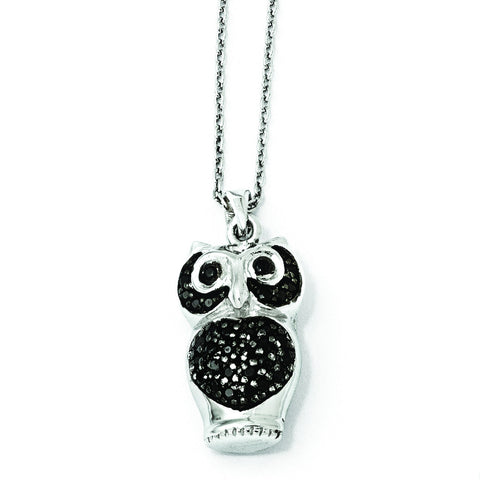 Cheryl M Sterling Silver Black CZ Owl Necklace QCM810 - shirin-diamonds
