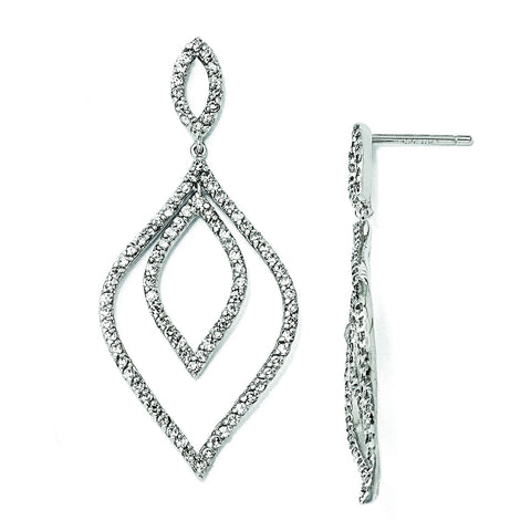 Cheryl M Sterling Silver CZ Flames Dangle Post Earrings QCM833 - shirin-diamonds