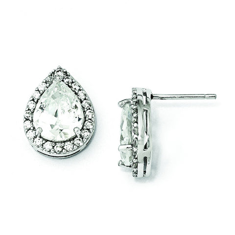 Cheryl M Sterling Silver CZ Teardrop Post Earrings QCM849 - shirin-diamonds