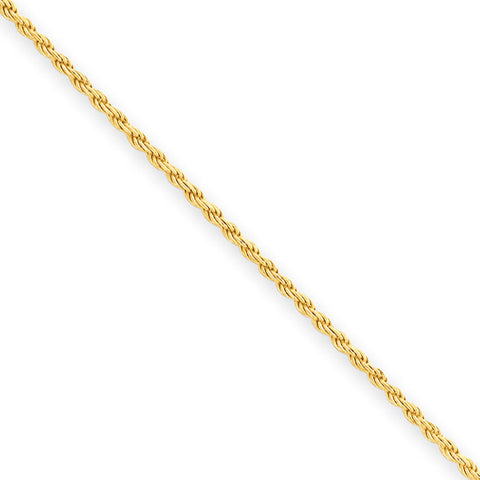 Flash Gold-plated Sterling Silver 1.75mm Diamond-cut Rope Chain QDC030G - shirin-diamonds