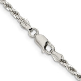 Sterling Silver 2.5mm Diamond-cut Rope Chain (Weight: 15.31 Grams, Length: 26 Inches)