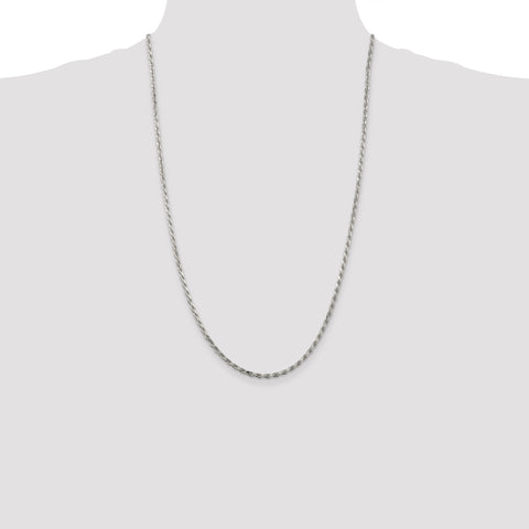Sterling Silver 2.5mm Diamond-cut Rope Chain (Weight: 15.31 Grams, Length: 26 Inches)