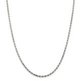 Sterling Silver Rhodium-plated 1.5mm Diamond-cut Rope Chain QDC020R - shirin-diamonds