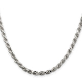 Sterling Silver 4.75mm Diamond-cut Rope Chain (Weight: 53.19 Grams, Length: 28 Inches)