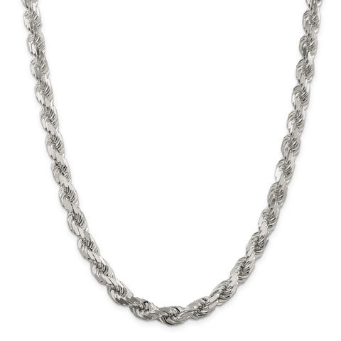 Sterling Silver 6.75mm Diamond-cut Rope Chain QDC170 - shirin-diamonds