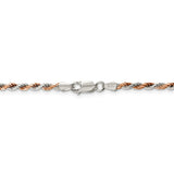 Sterling Silver 2.5mm Rose Vermeil Diamond-cut Rope Chain QDCR060 - shirin-diamonds