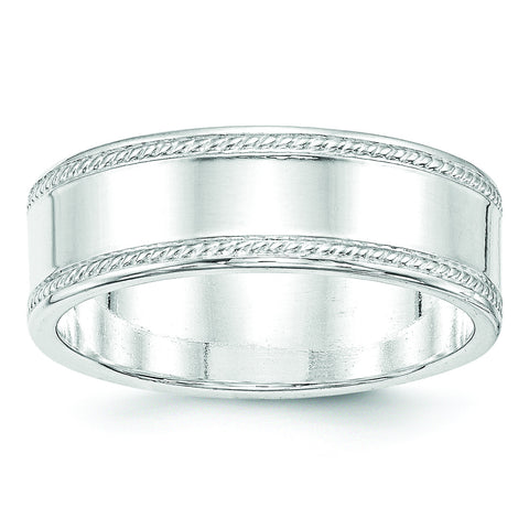 Sterling Silver 7 mm Design Edge Band QDEB070 - shirin-diamonds