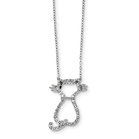 Sterling Silver Diamond Mystique 18in Cat Necklace QDF100 - shirin-diamonds