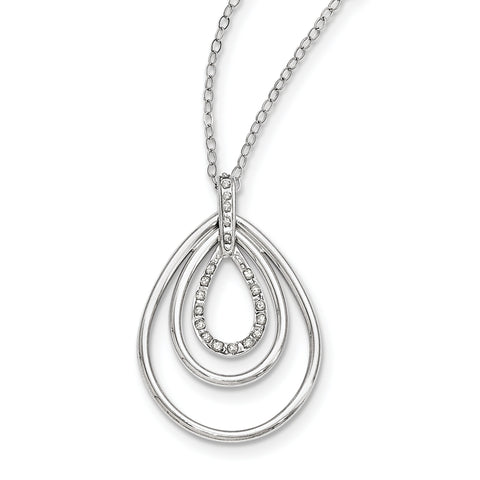 Sterling Silver Diamond Mystique 18in Triple Teardrop Necklace QDF107 - shirin-diamonds