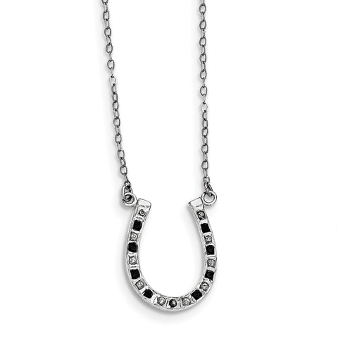Sterling Silver Diamond Mystique Black & White Diamond Necklace QDF116 - shirin-diamonds
