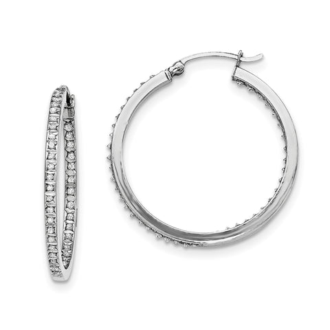 Sterling Silver Diamond Mystique Round Hoop Earrings QDF119 - shirin-diamonds