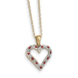 Sterling Silver & Gold-plated Dia. & Ruby 18in Heart Necklace QDF136 - shirin-diamonds