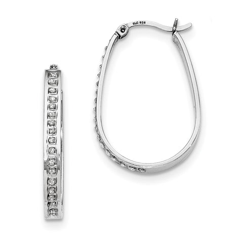 Sterling Silver Diamond Mystique Pear Hoop Earrings QDF160 - shirin-diamonds
