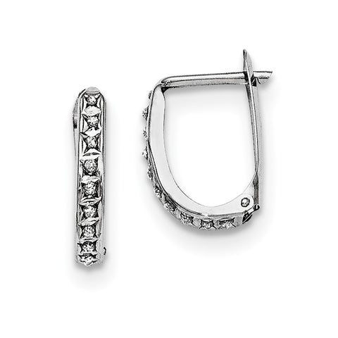 Sterling Silver Platinum-plated Diamond Mystique Oval Hoop Earrings QDF175 - shirin-diamonds