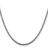 Sterling Silver 2.5mm Solid Rope Chain (Weight: 11.43 Grams, Length: 22 Inches)