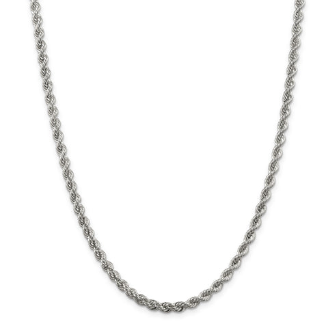 Sterling Silver Solid Rope 4.5mm Necklace QDR080 - shirin-diamonds